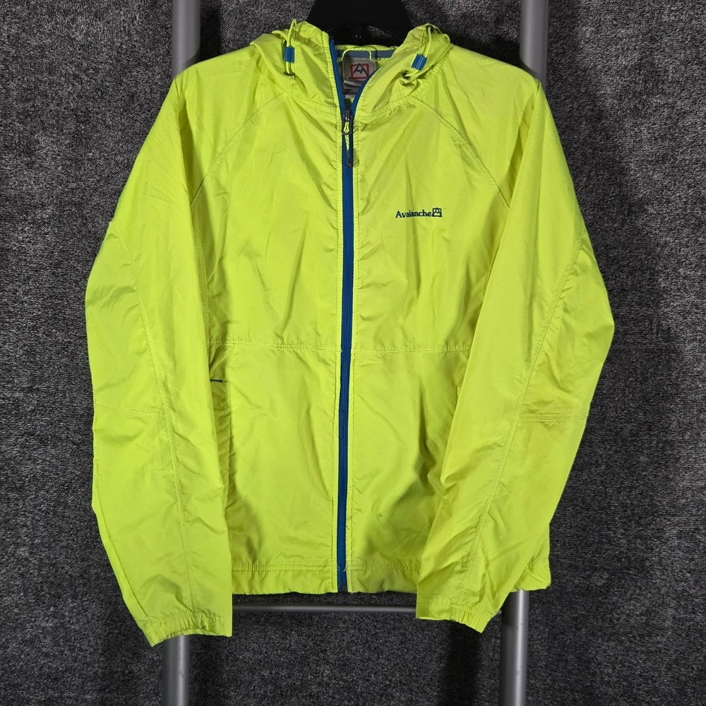Avalanche Mens Medium Neon Lime Green Weather Shield Hooded Windbreaker Jacket